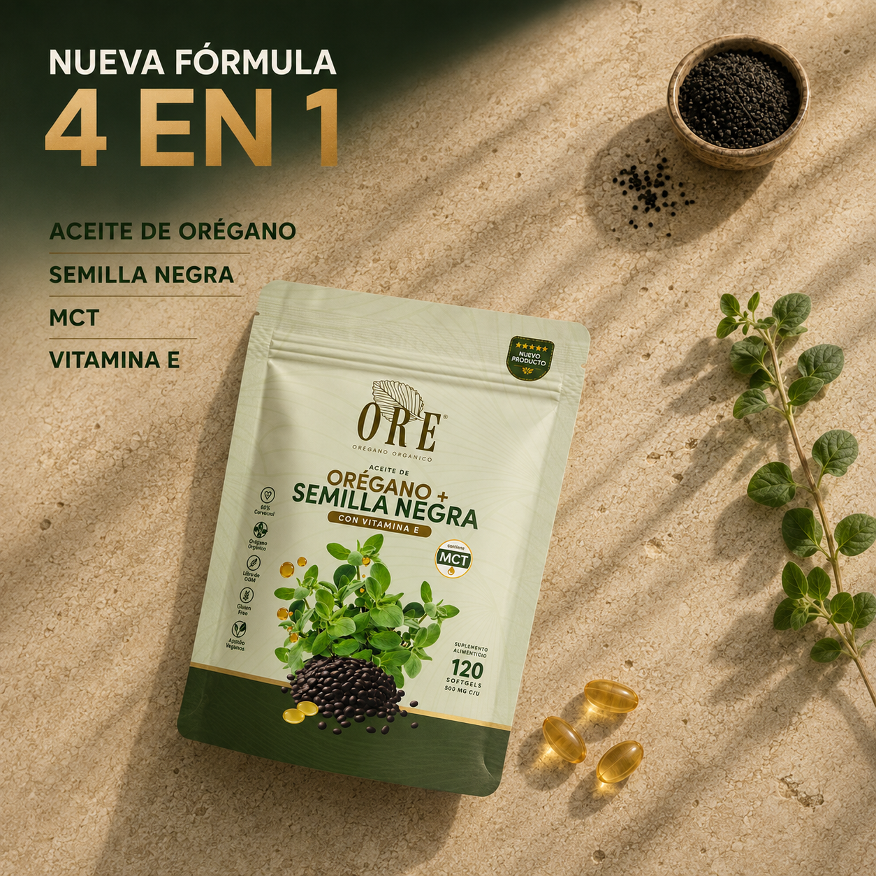 Ore Cápsulas Aceite De Orégano Y Semilla Negra 120 Pz