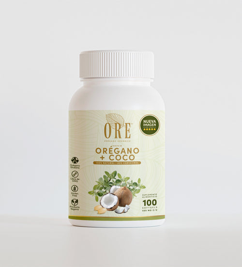 Aceite De Orégano Y Aceite De Coco En Cápsulas 100 Pzas ORE, 80% Carvacrol