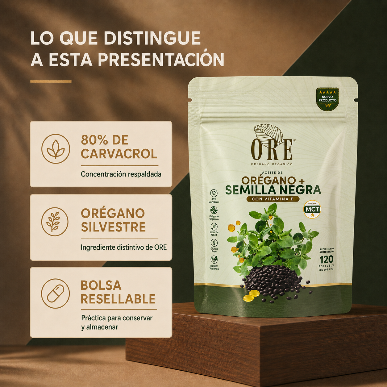 Ore Cápsulas Aceite De Orégano Y Semilla Negra 120 Pz