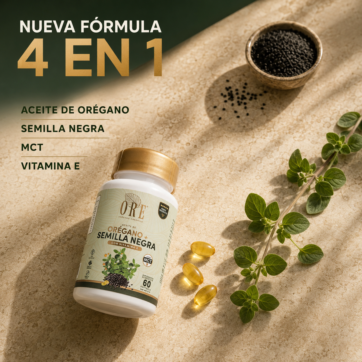 Ore Cápsulas Aceite De Orégano Y Semilla Negra 60 Pz