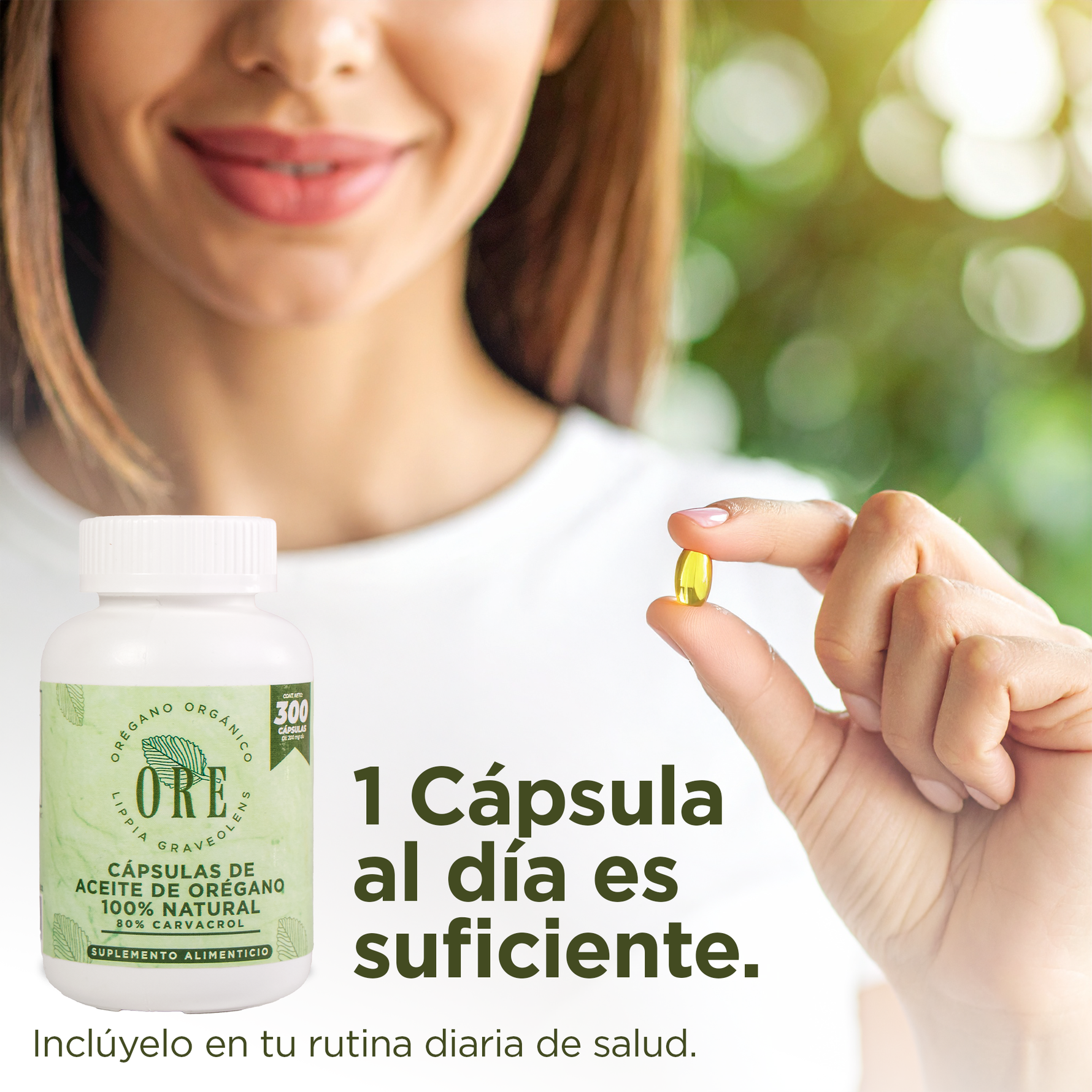 Cápsulas ORE Aceite de Orégano Silvestre Orgánico 300 Pzas | Suplemento Natural Premium con 80%  de Carvacrol – Apoyo Inmunológico, Salud y Bienestar General Cápsula blanda Softgel