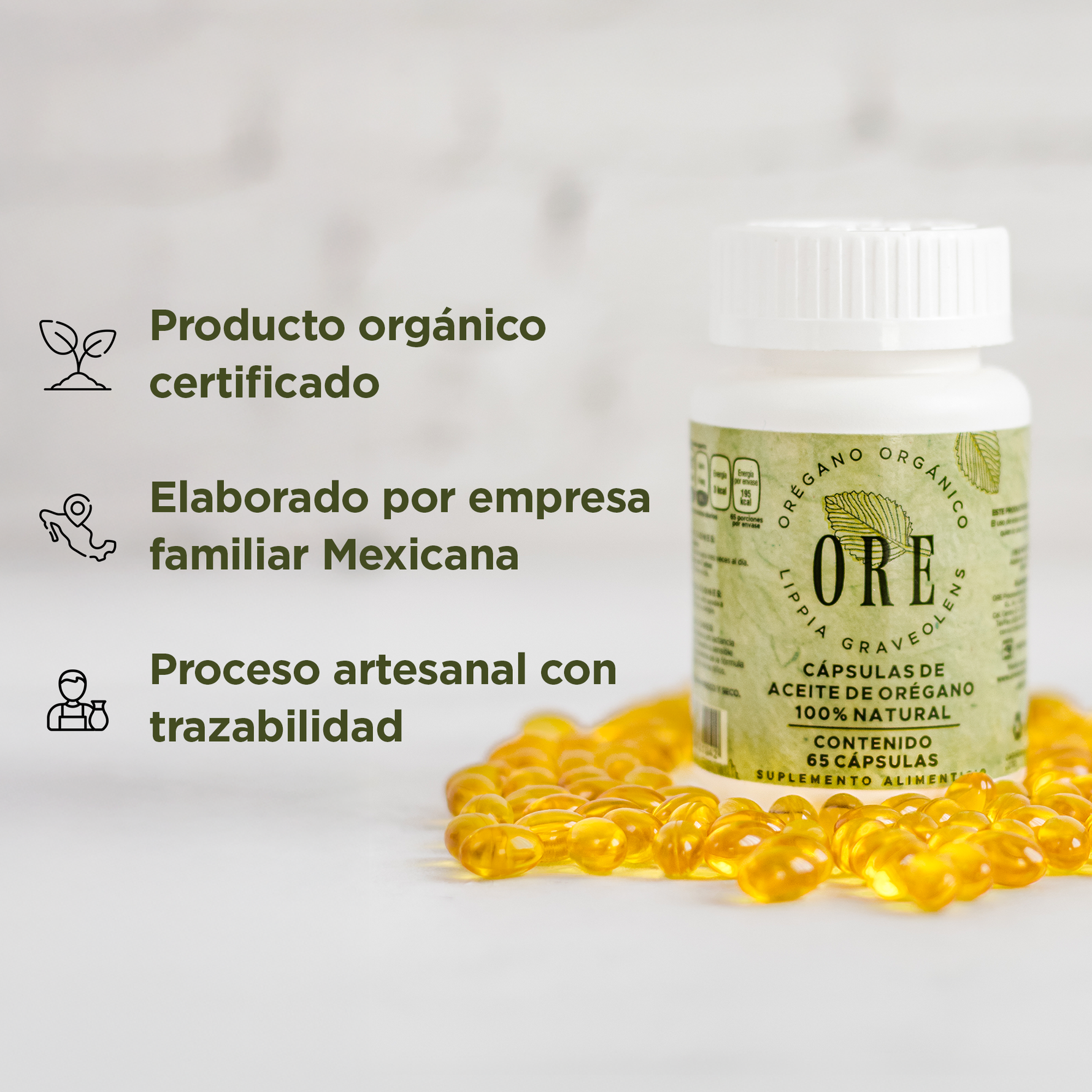 Cápsulas de Aceite de Orégano Orgánico en gel 200 mg Kit 2 pz, , 80% Carvacrol