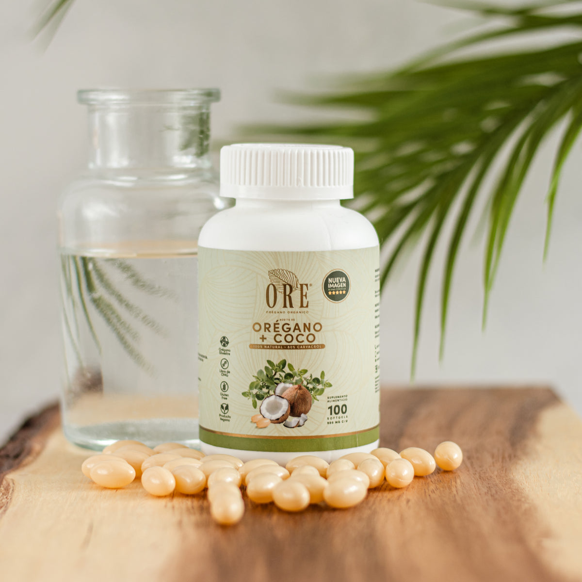 Aceite De Orégano Y Aceite De Coco En Cápsulas 100 Pzas ORE, 80% Carvacrol