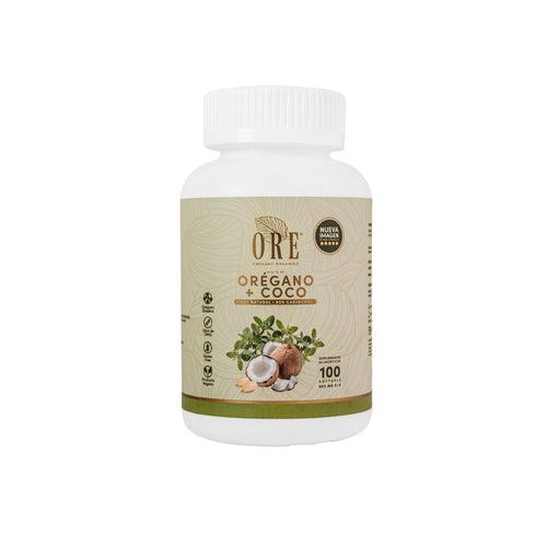 Aceite De Orégano Y Aceite De Coco En Cápsulas 100 Pzas ORE, 80% Carvacrol