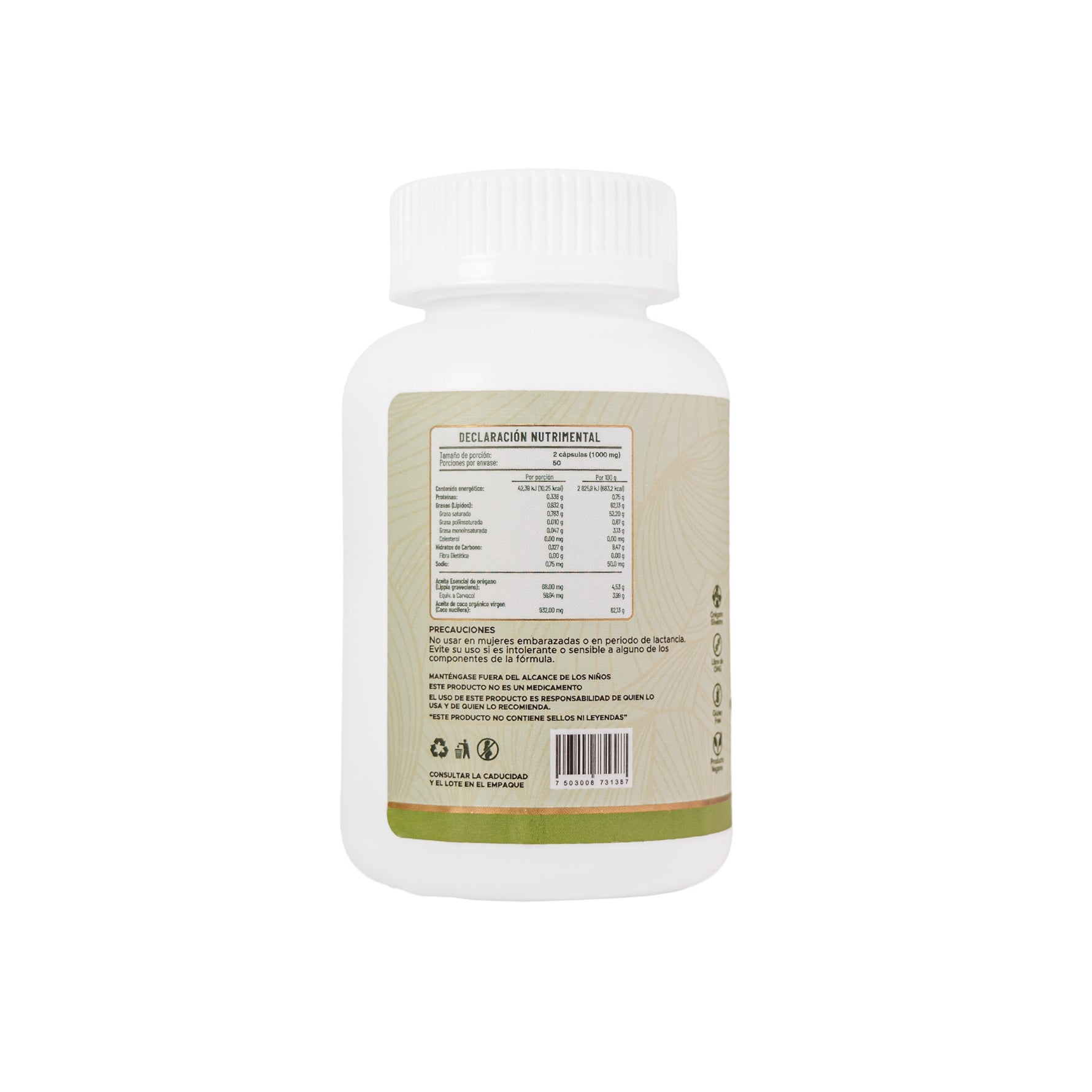 Aceite De Orégano Y Aceite De Coco En Cápsulas 100 Pzas ORE, 80% Carvacrol