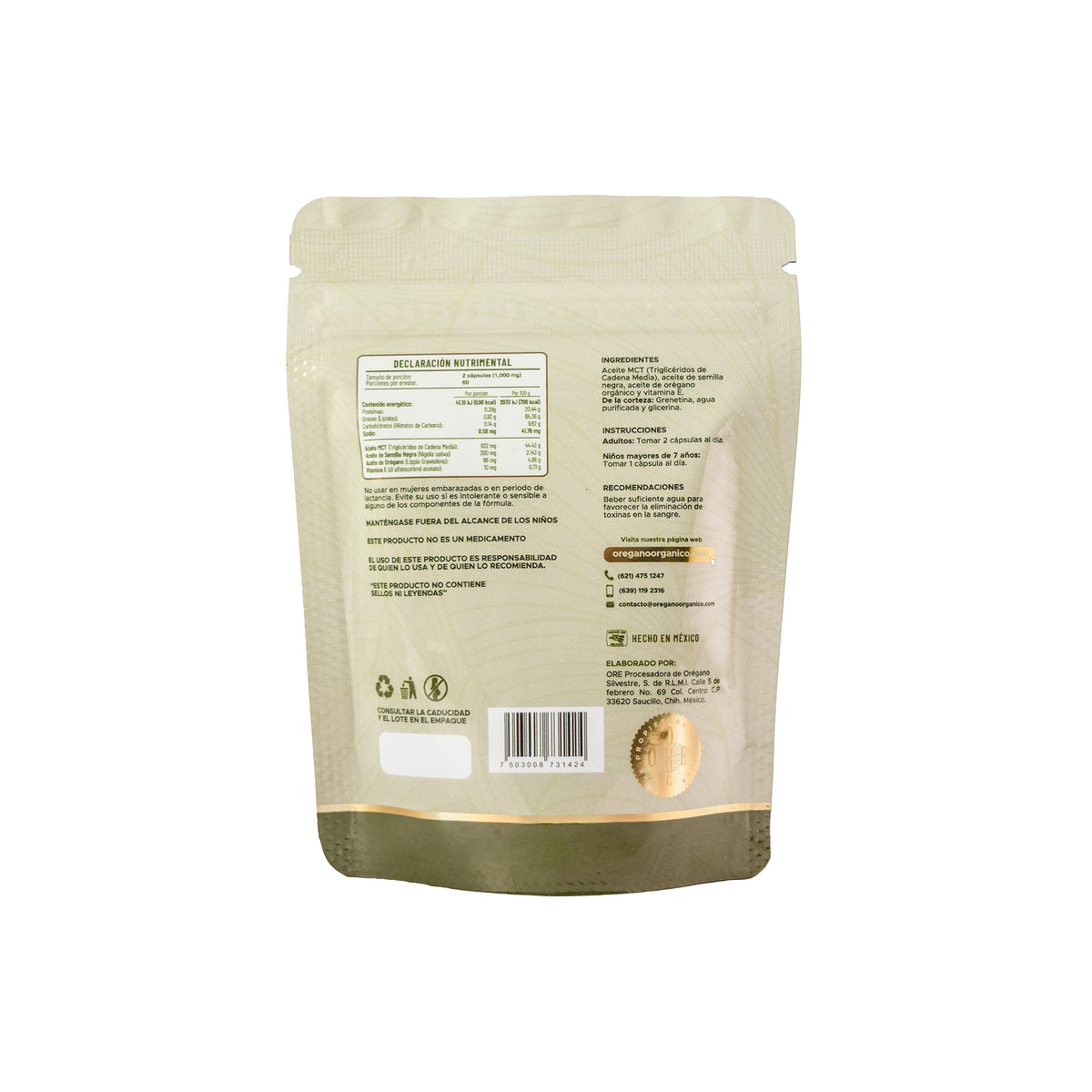 Ore Cápsulas Aceite De Orégano Y Semilla Negra 120 Pz