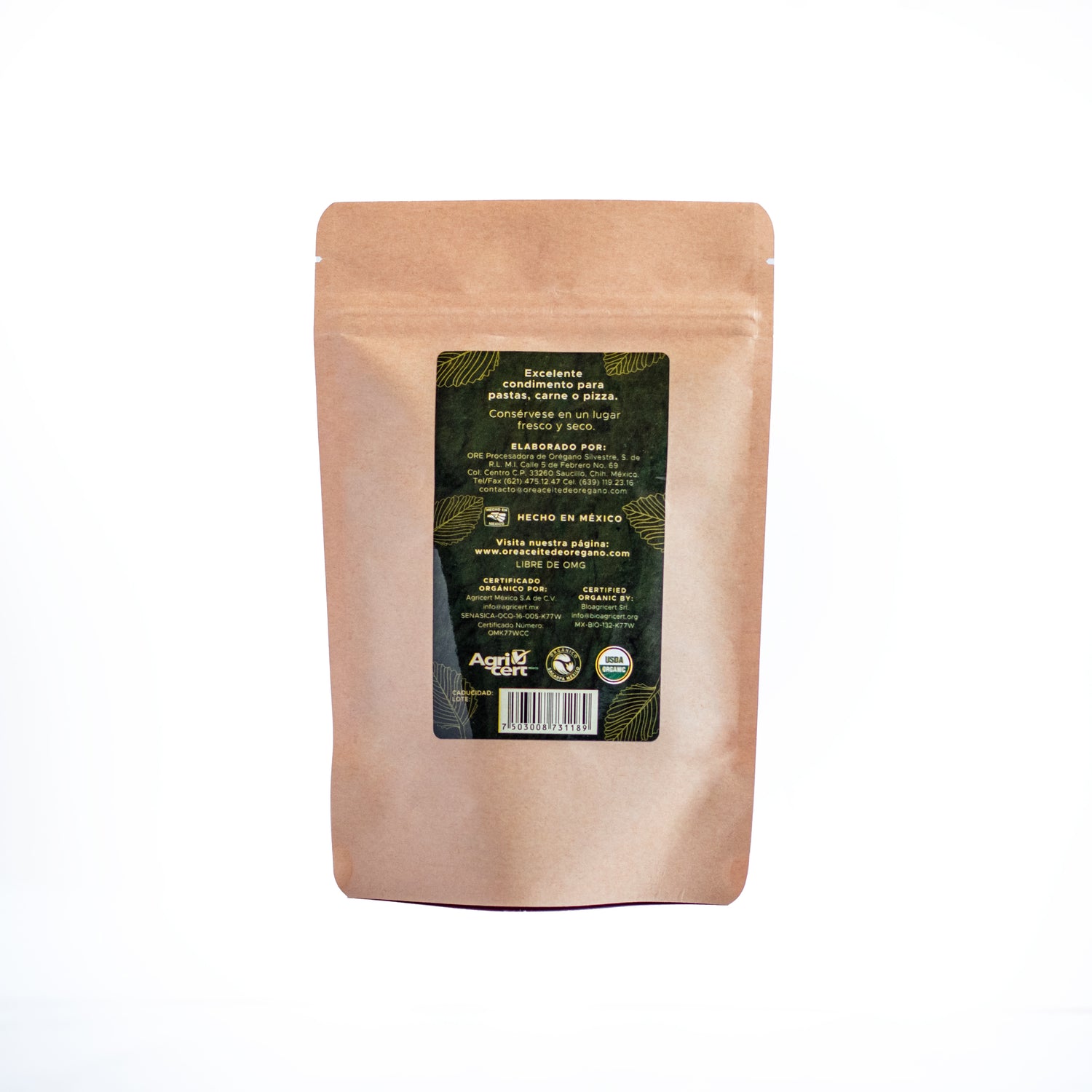 Orégano Orgánico en Hoja ORE 80 gr