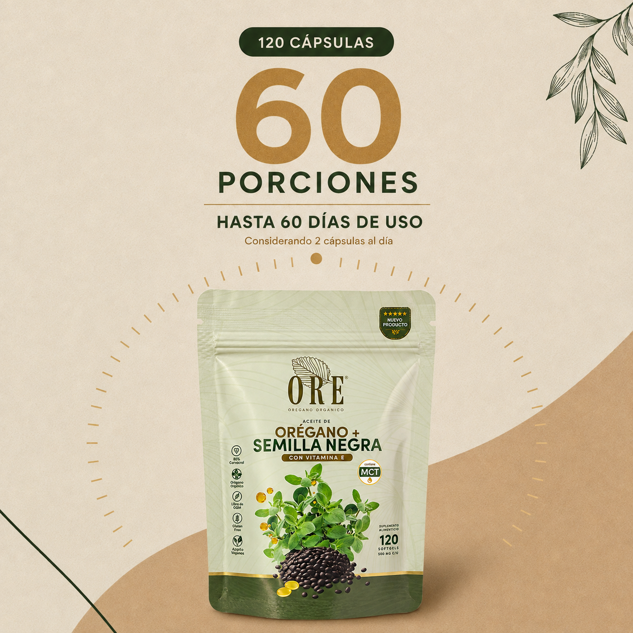 Ore Cápsulas Aceite De Orégano Y Semilla Negra 120 Pz